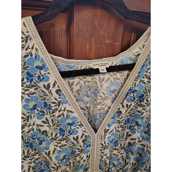 Max Studio Blue and White Floral Midi Dress - Picture 4 of 9